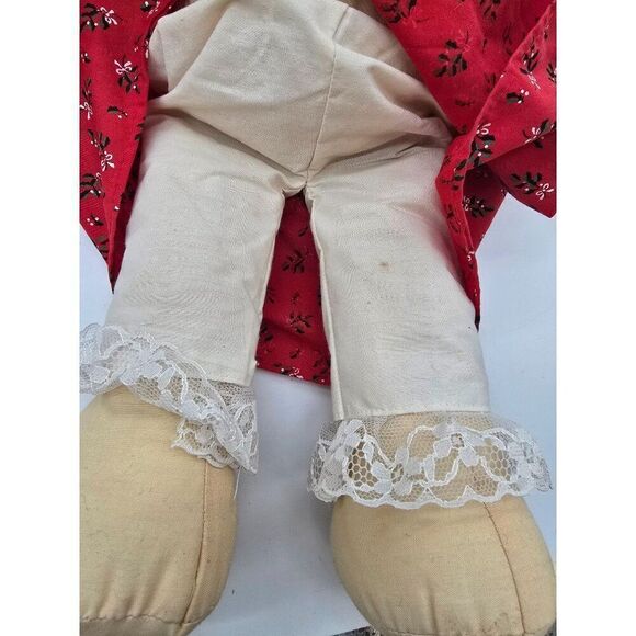 Handmade Reindeer Doll In Red Dress With Lace & Bow - Picture 8 of 9